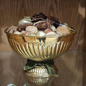 Goldtone / Brass Decorative Bowl with Assorted Fillers